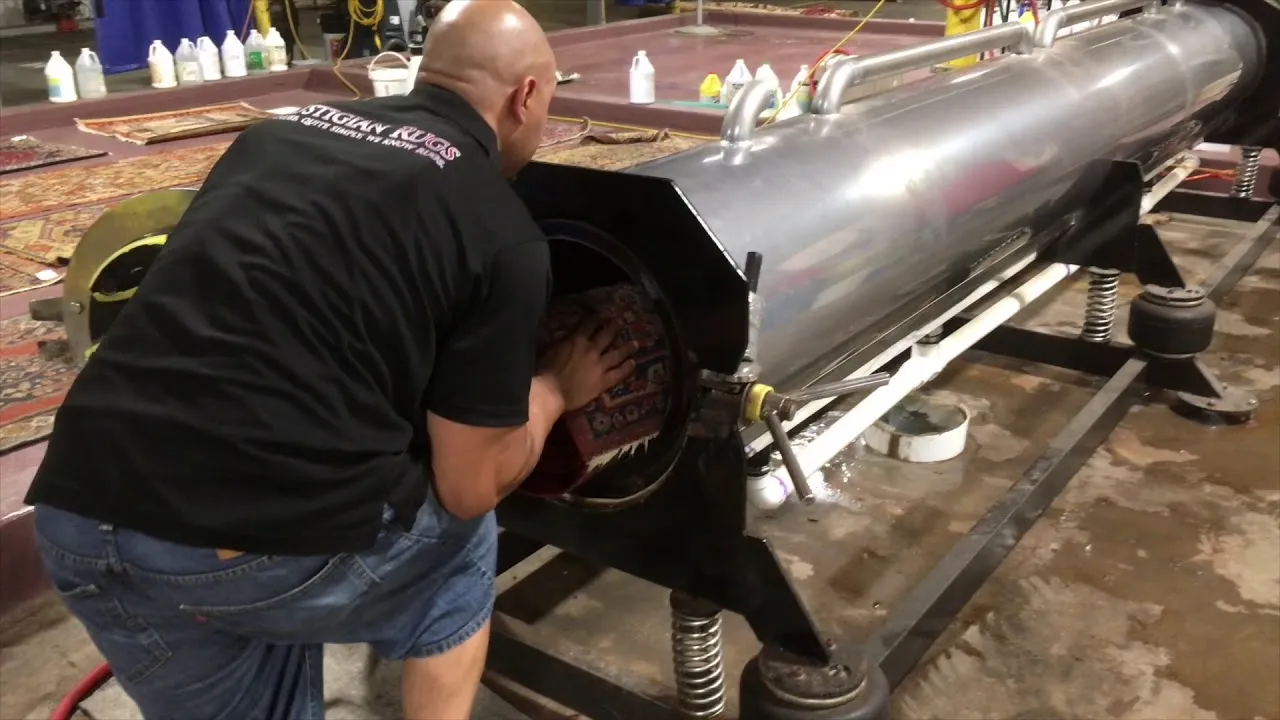 Hand-knotted oriental rug cleaning process